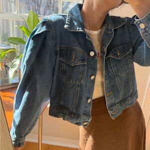 OAK + FORT Blue Denim Jacket with Puff Sleeves